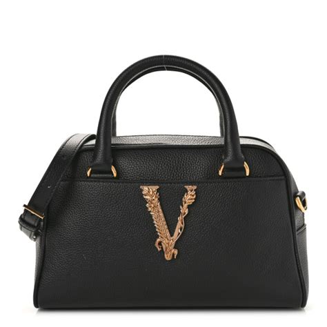 versace bowling bag black|VERSACE Calfskin Virtus Bowling Bag Black .